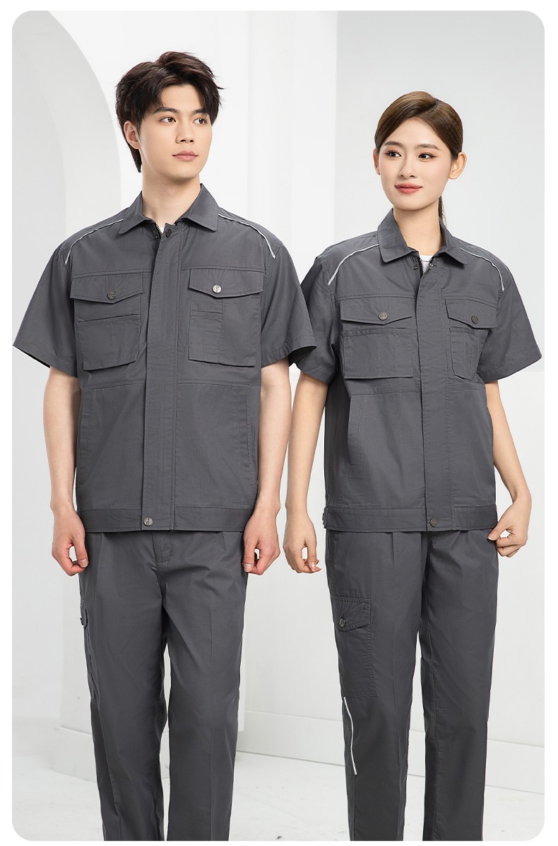 DM2315D 海源夏季工作服男短袖套装机修服印字LOGO工地工人耐磨工装定制(图12)