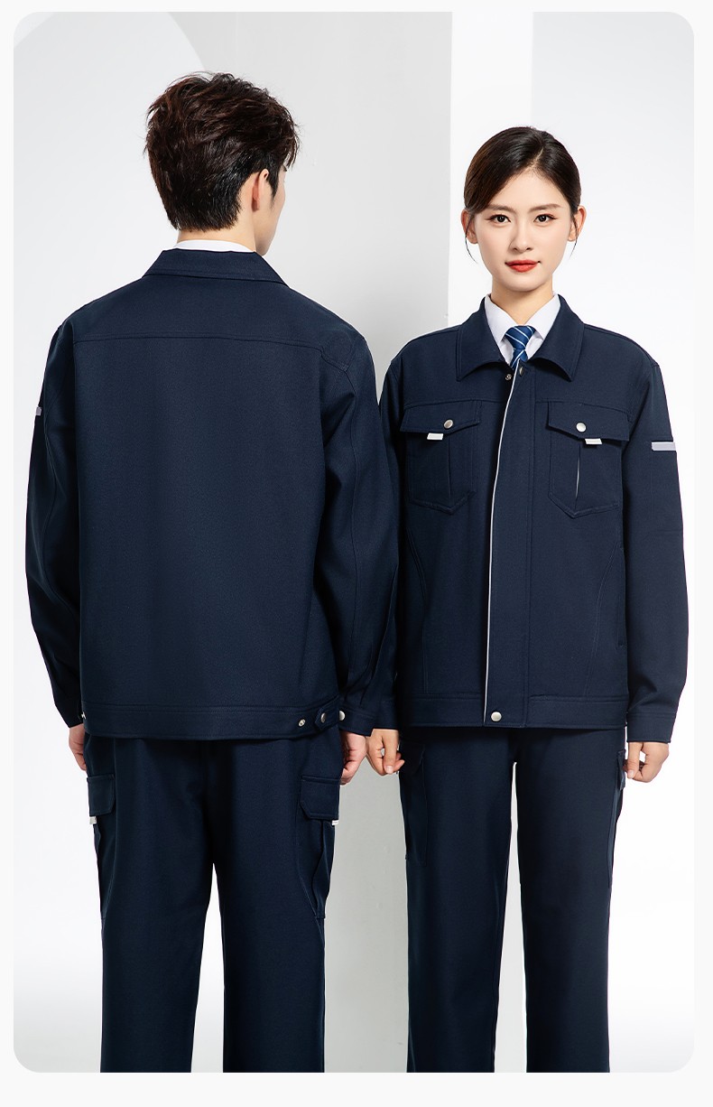 JC-162 春秋工作服套装男纯色反光条加油站汽修服车间电工服工作服定制(图20)