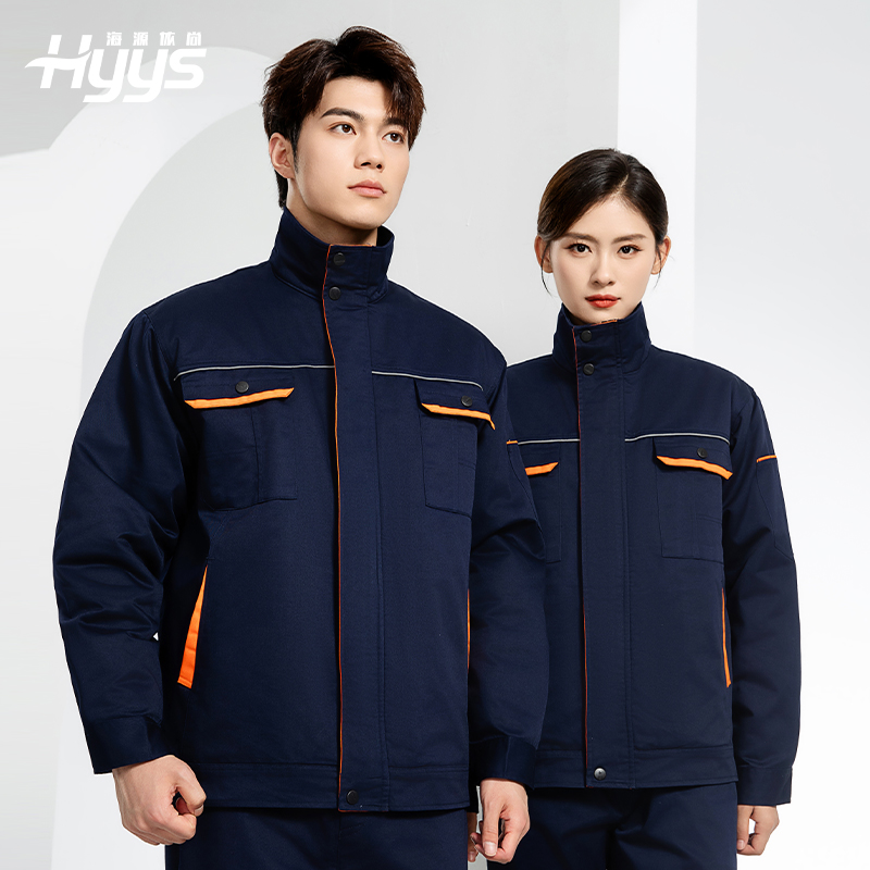 JC-102M 冬季工作服夹克棉衣定制男加绒加厚维修厂劳保服冷库棉袄套装防寒