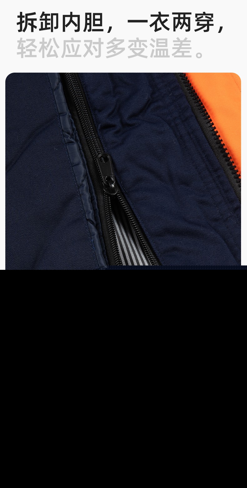 JC-102M 冬季工作服夹克棉衣定制男加绒加厚维修厂劳保服冷库棉袄套装防寒(图5)