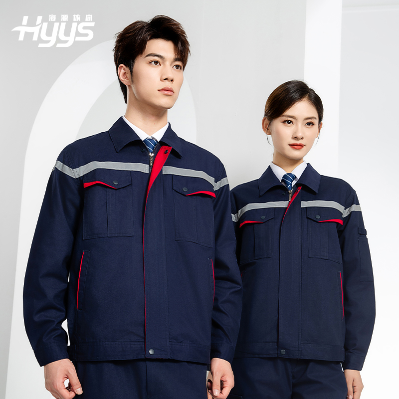 JC-160 春秋工作服劳保服套装男反光条电子化工厂服车间电工服工作服定制