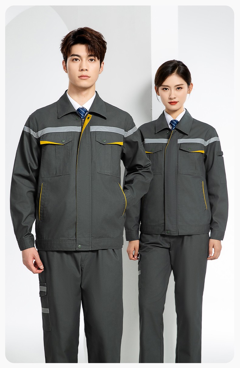 JC-160 春秋工作服劳保服套装男反光条电子化工厂服车间电工服工作服定制(图16)