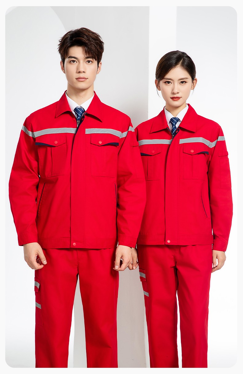 JC-160 春秋工作服劳保服套装男反光条电子化工厂服车间电工服工作服定制(图15)
