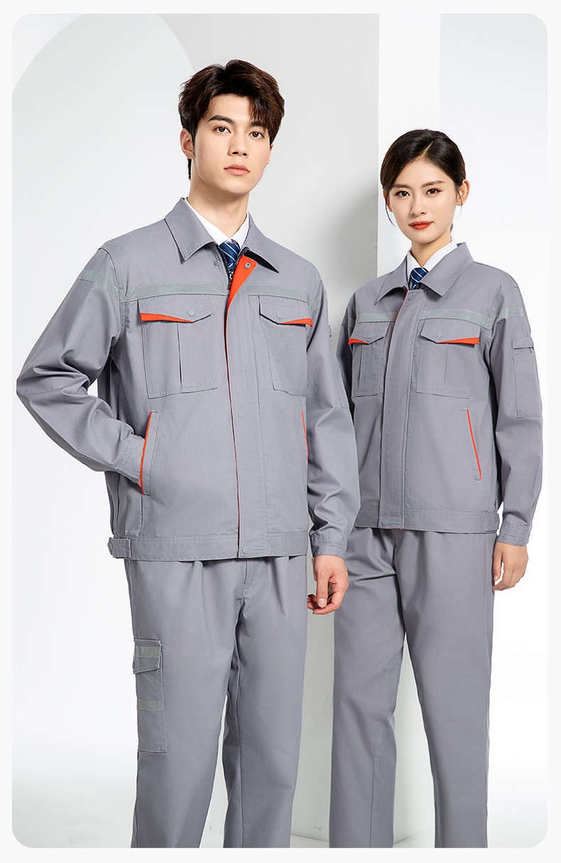 JC-160 春秋工作服劳保服套装男反光条电子化工厂服车间电工服工作服定制(图19)