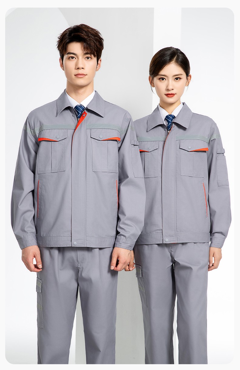 JC-160 春秋工作服劳保服套装男反光条电子化工厂服车间电工服工作服定制(图18)