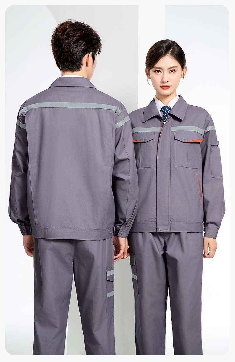 JC-160 春秋工作服劳保服套装男反光条电子化工厂服车间电工服工作服定制(图21)