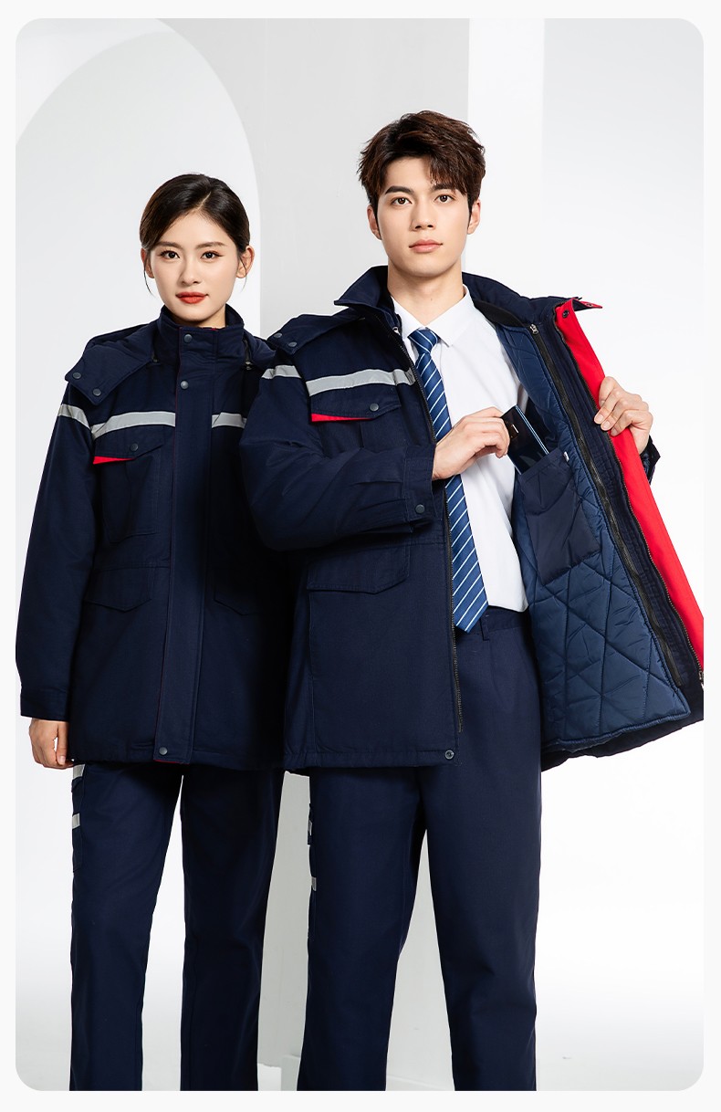 JC-160M 冬季可拆卸棉服工作服男反光条加厚保暖工装电子化工车间厂服定制(图15)