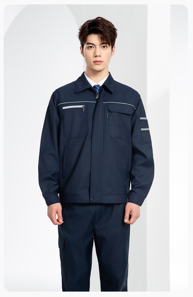 JC-163 春秋季工作服套装男防静电长袖外套工地加油站工装上衣劳保服定制(图13)