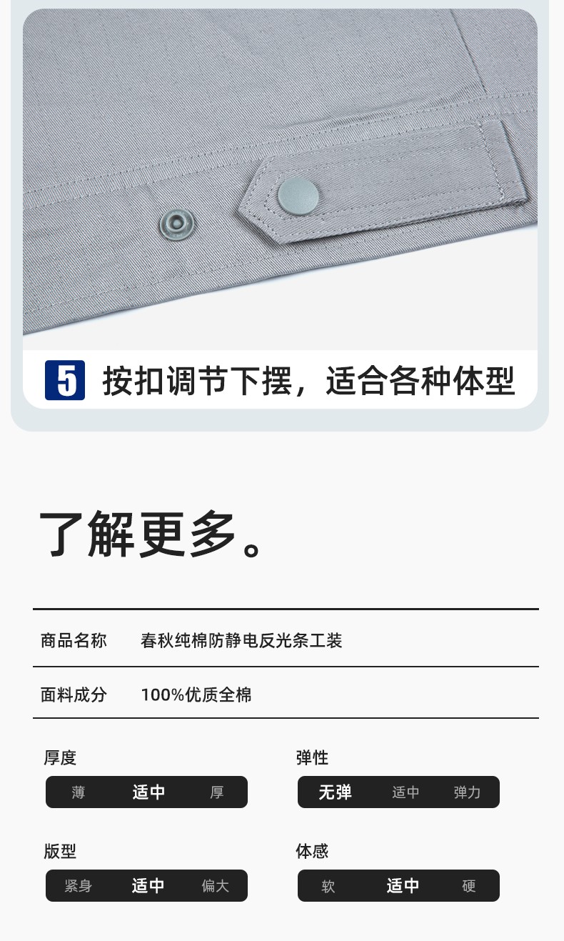 JC-H9935 纯棉防静电工作服套装男汽修车间工厂电焊服厂服反光条工装劳保服(图11)