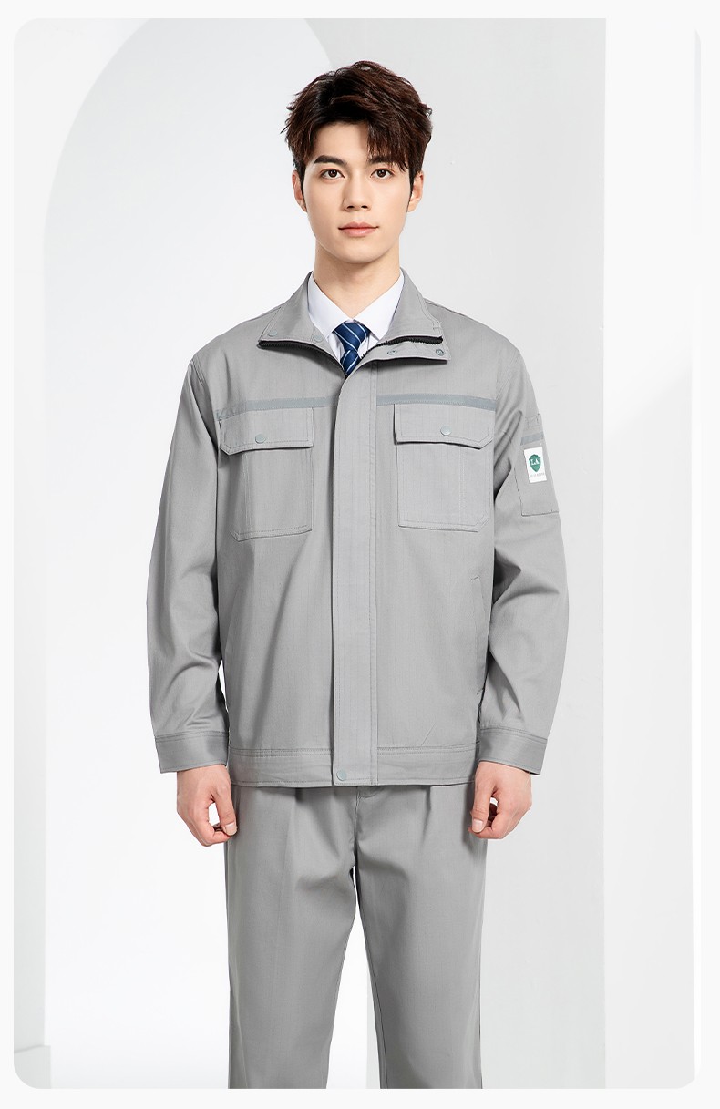 JC-H9935 纯棉防静电工作服套装男汽修车间工厂电焊服厂服反光条工装劳保服(图14)
