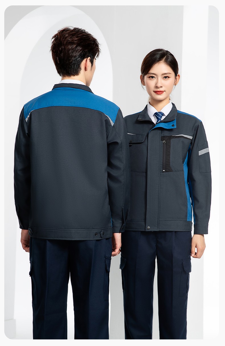 LJ-68003 涤棉防静电工作服套装男汽修车间工厂电焊服厂服反光条工装劳保服(图21)
