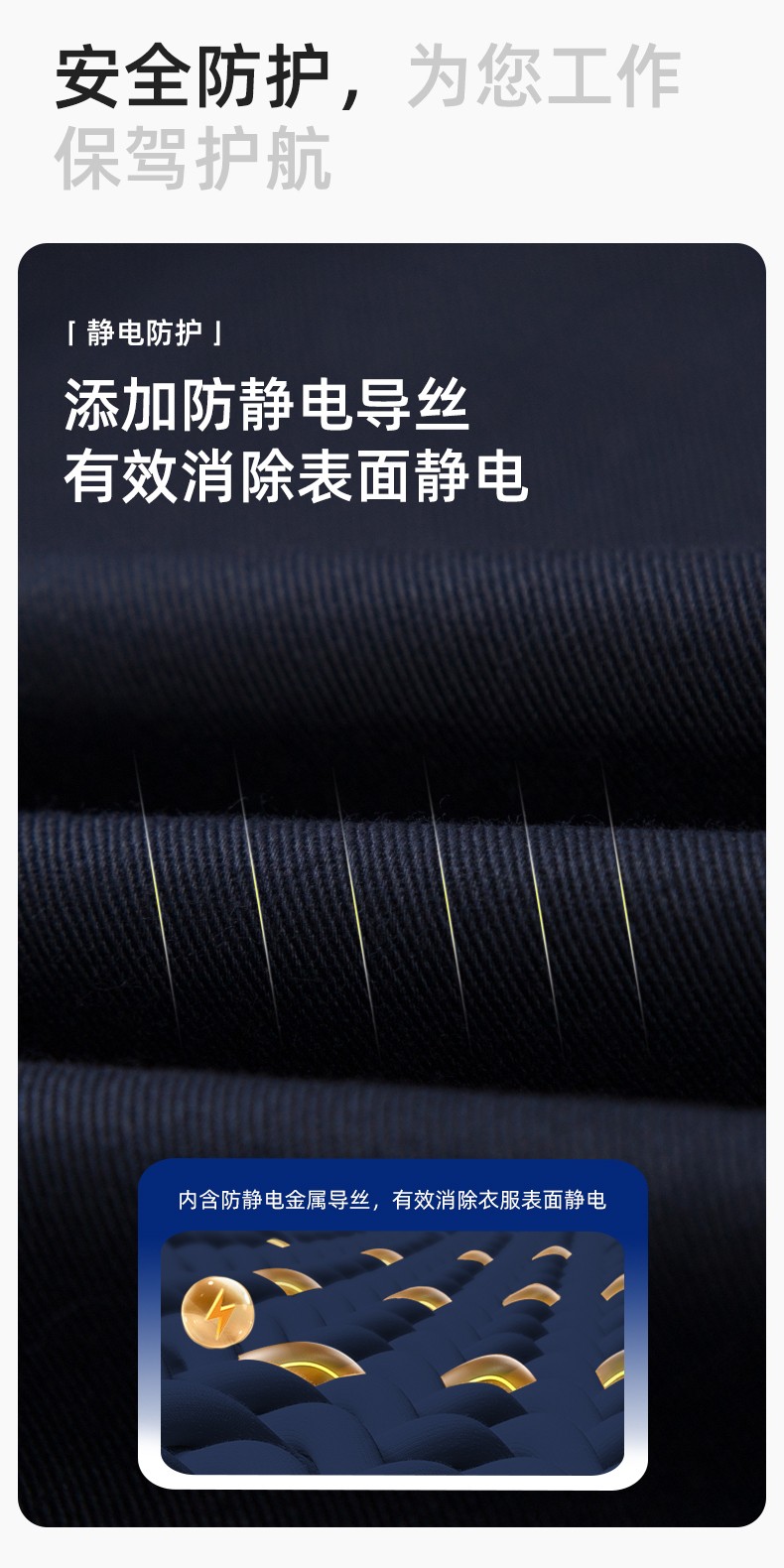 YM-20801 防静电工作服定制春秋加厚耐磨套装男女加油加汽站化工车间劳保服(图4)