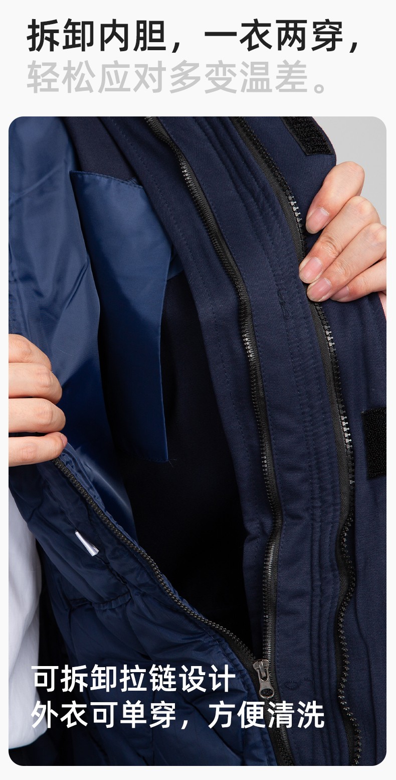 JC-S011 冬季可拆卸工作服棉衣定制供电公司保暖棉袄加厚加绒劳保服防寒服(图5)