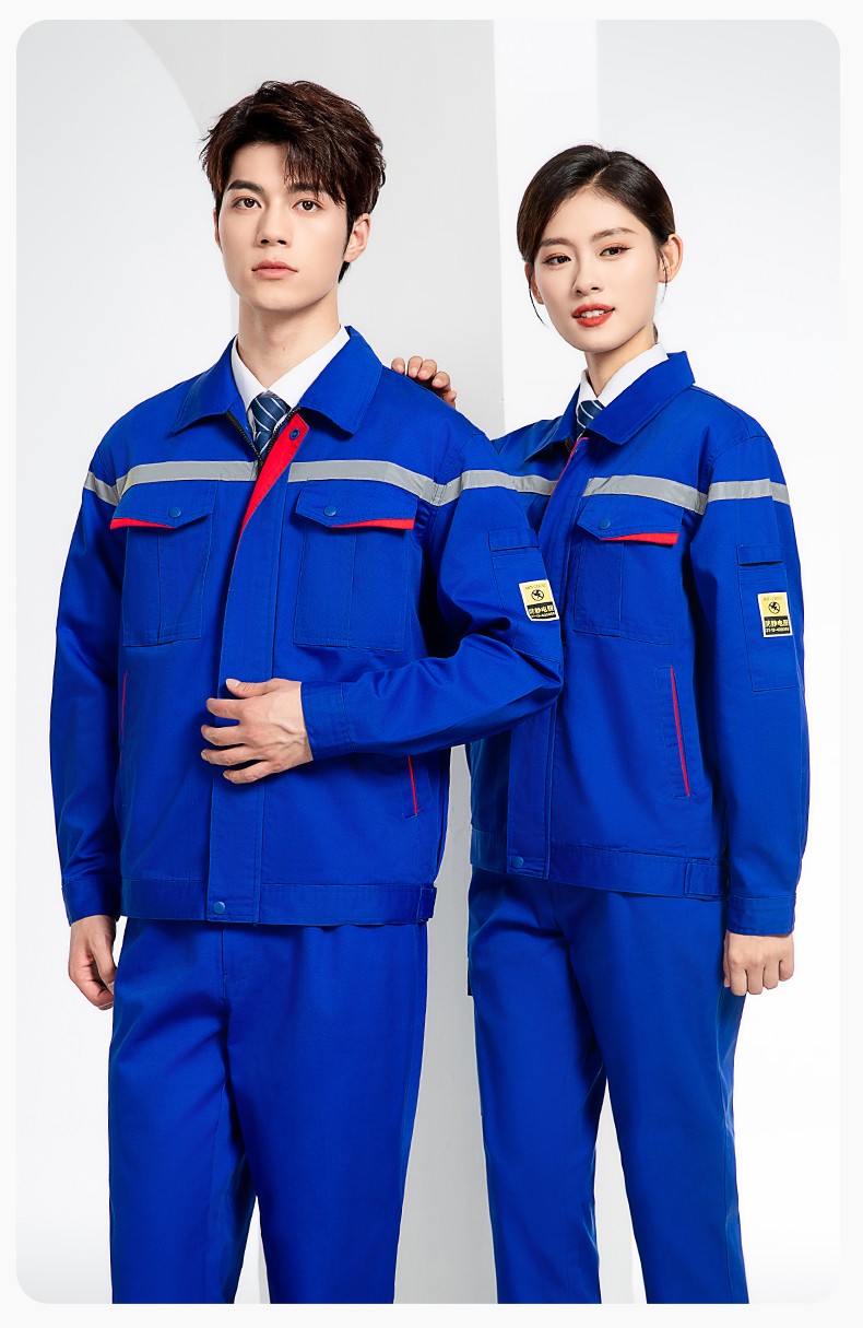 JC-S2203 春秋防静电工作服套装定制男耐磨工地劳动石油石化工装劳保服上衣(图19)