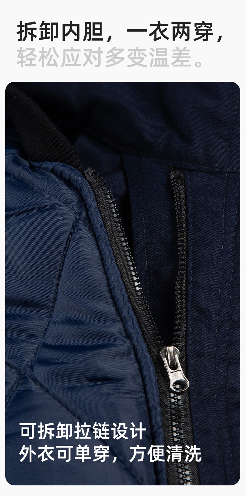 JC-S2203M 可拆卸冬季加厚加棉保暖工作服棉衣定制工厂车间维修服反光劳保服(图7)