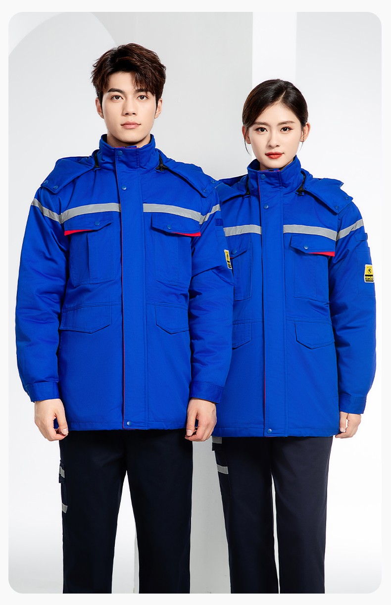 JC-S2203M 可拆卸冬季加厚加棉保暖工作服棉衣定制工厂车间维修服反光劳保服(图17)