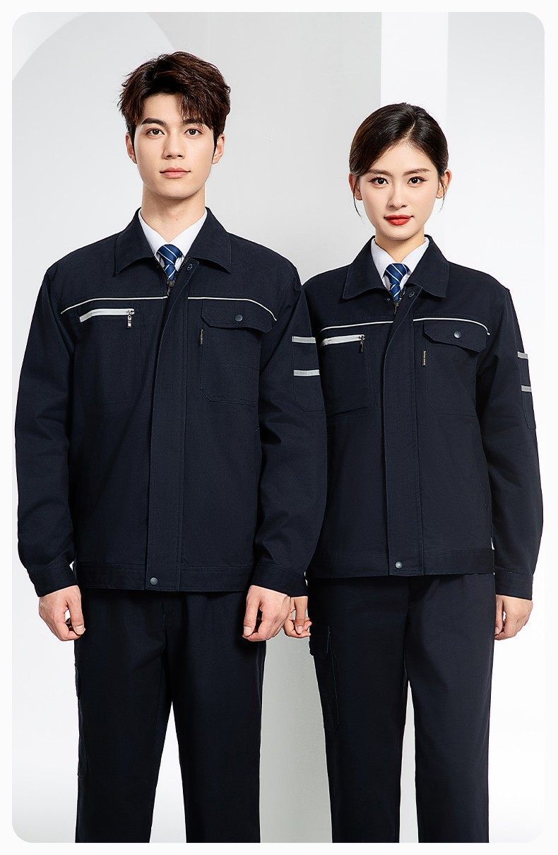 JC-S2206 春秋纯棉工作服套装印字男加厚耐磨全棉防烫焊工汽修劳保服定制(图14)