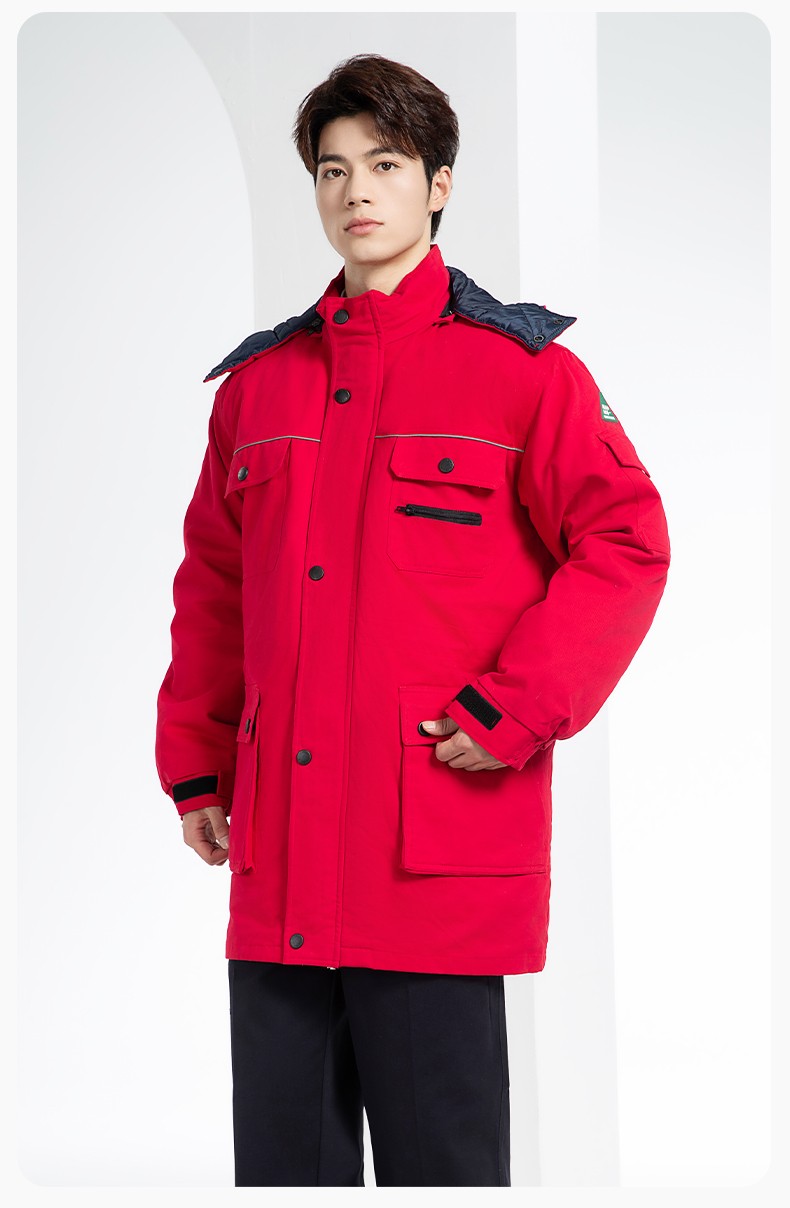 QMMF8868 冬季工作服棉衣定制中长加绒加厚防寒保暖海油工程汽修厂劳保服(图14)