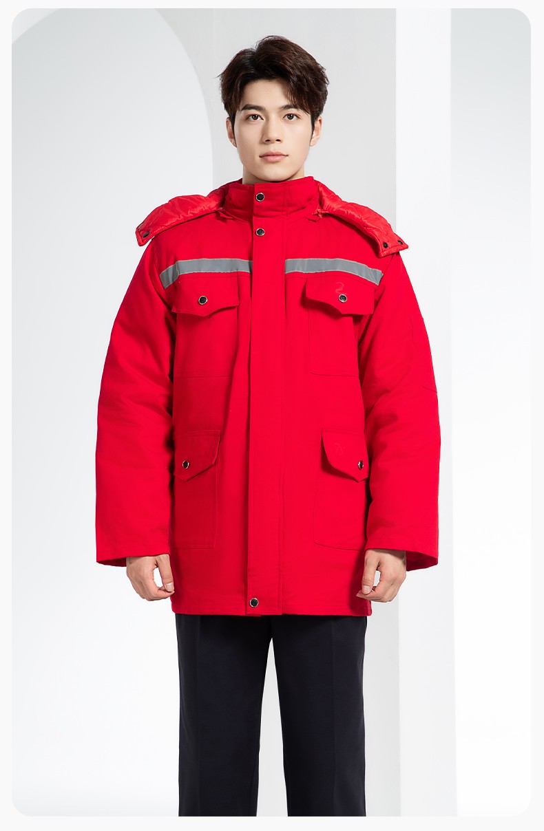 QMMF20101 冬季工作服棉服定制纯棉耐磨加厚保暖物业工程劳保服反光棉袄印字(图14)