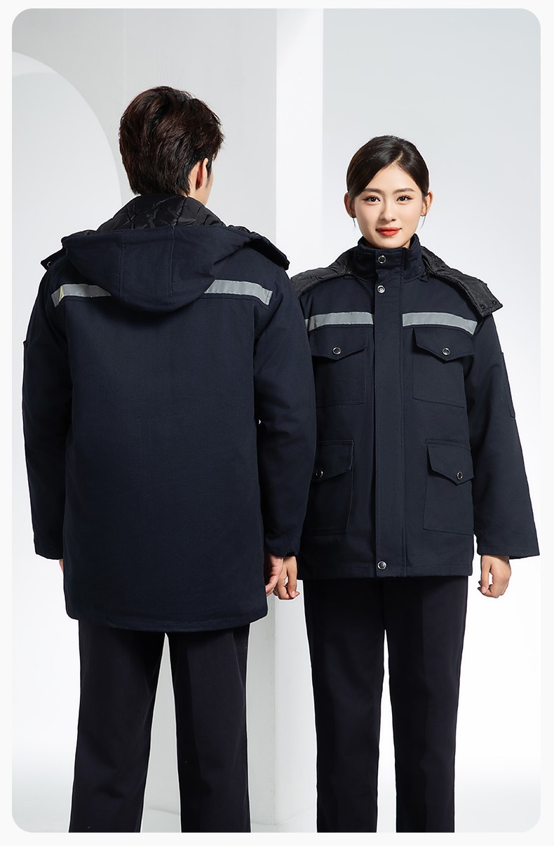 QMMF20101 冬季工作服棉服定制纯棉耐磨加厚保暖物业工程劳保服反光棉袄印字(图18)
