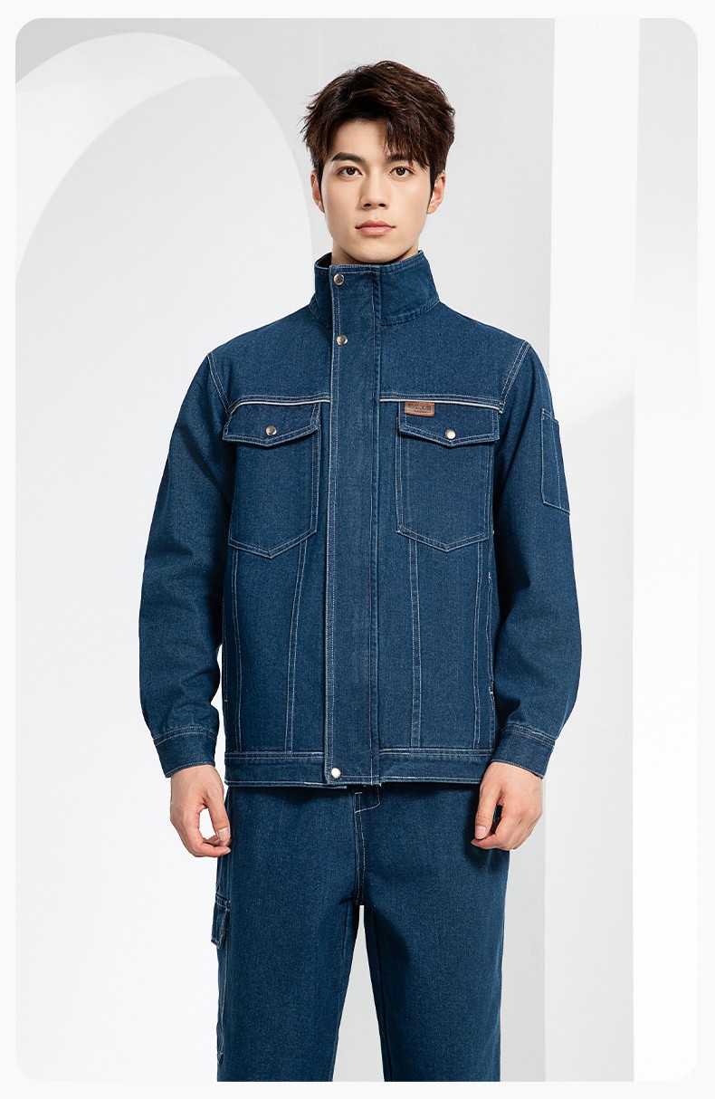 BF-801 春秋牛仔工作服套装男反光电焊工防烫抗火花汽机修工厂劳保服定制(图14)