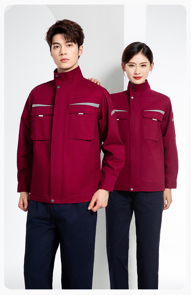 JC-H1810 春秋长袖工作服男反光条纯色电焊耐磨工装套装工厂车间汽修劳保服(图17)