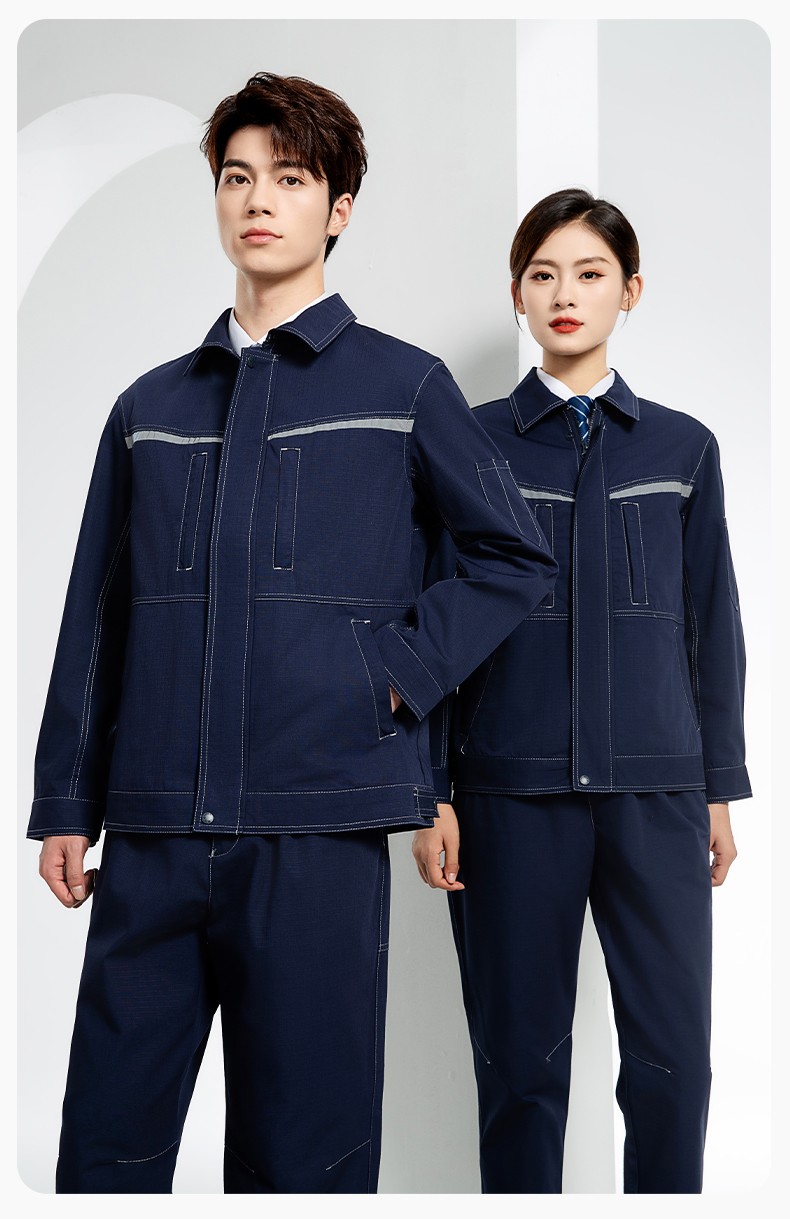 JC-3D05 春秋防撕裂长袖工作服套装长袖反光条电焊男加厚耐拉劳保服定制(图14)