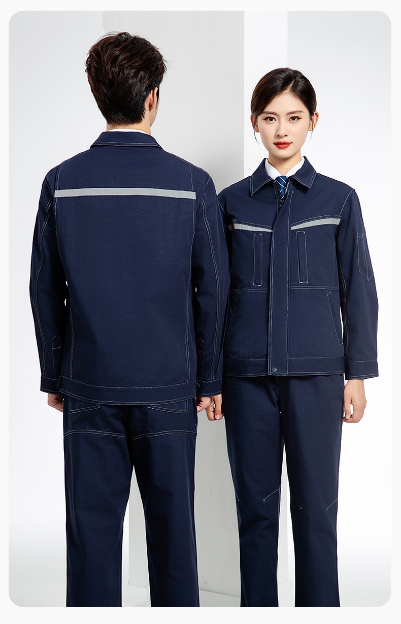 JC-3D05 春秋防撕裂长袖工作服套装长袖反光条电焊男加厚耐拉劳保服定制(图16)