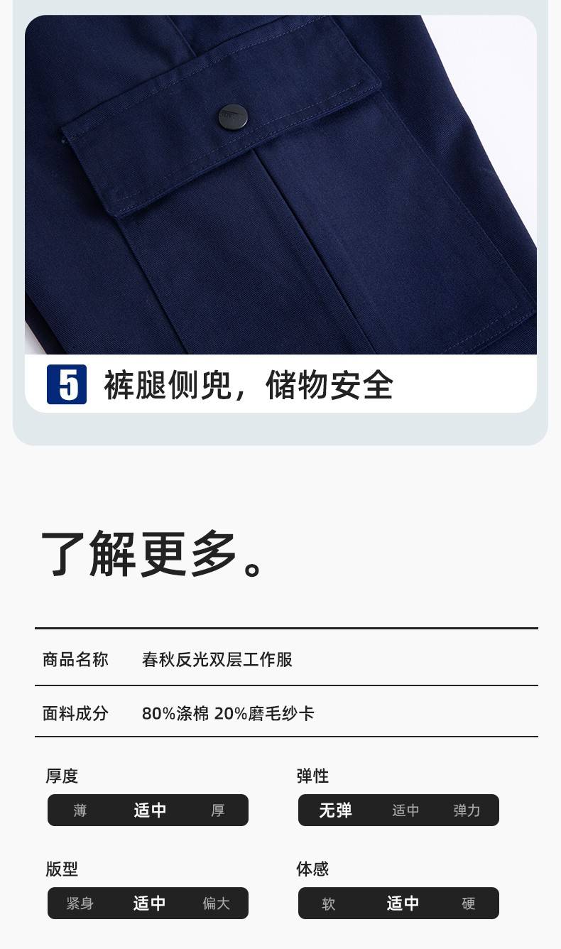 YM-230 春秋双层工作服工装男套装加厚纯色拉链款工厂工人定制夹克劳保服(图11)