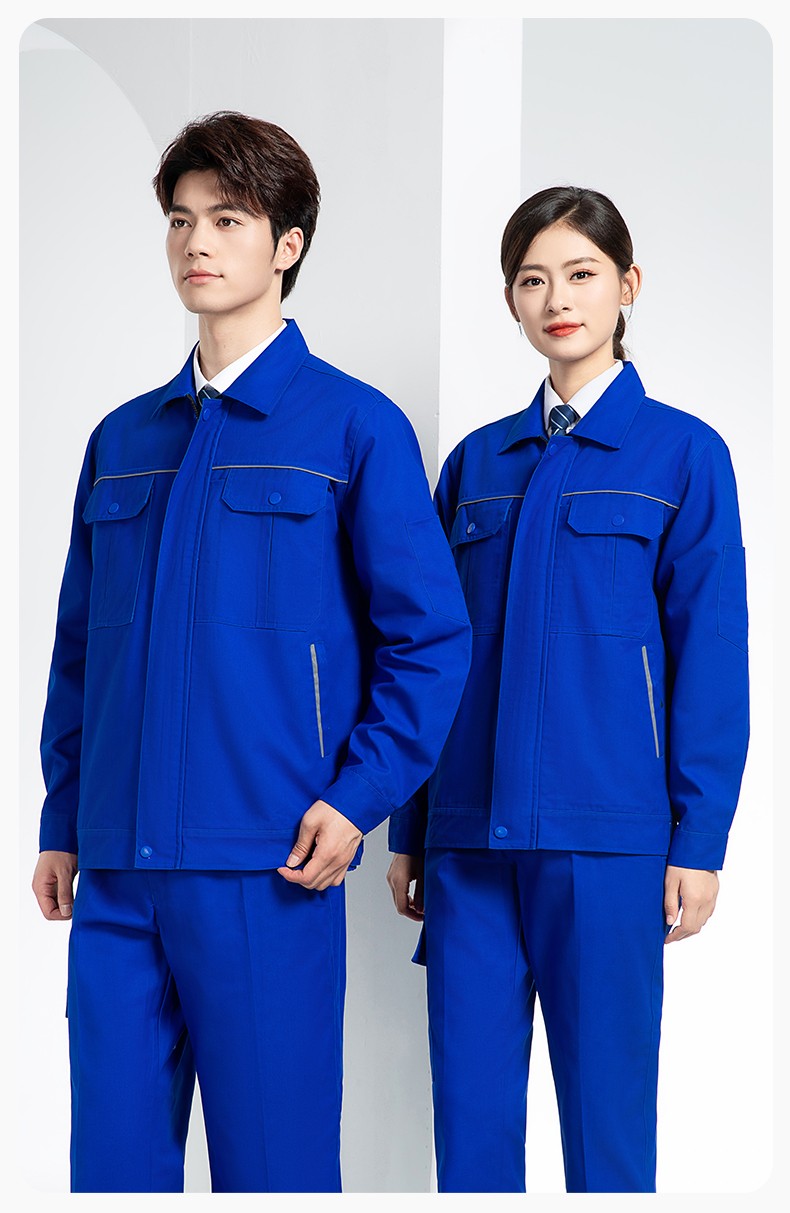 YM-230 春秋双层工作服工装男套装加厚纯色拉链款工厂工人定制夹克劳保服(图15)