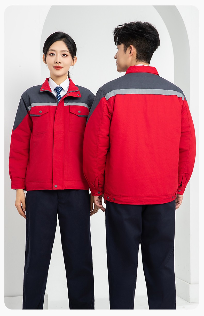 LJ-5811 冬季一体式棉衣工作服男拼色保暖工装加油站维修厂车间劳保服定制(图18)
