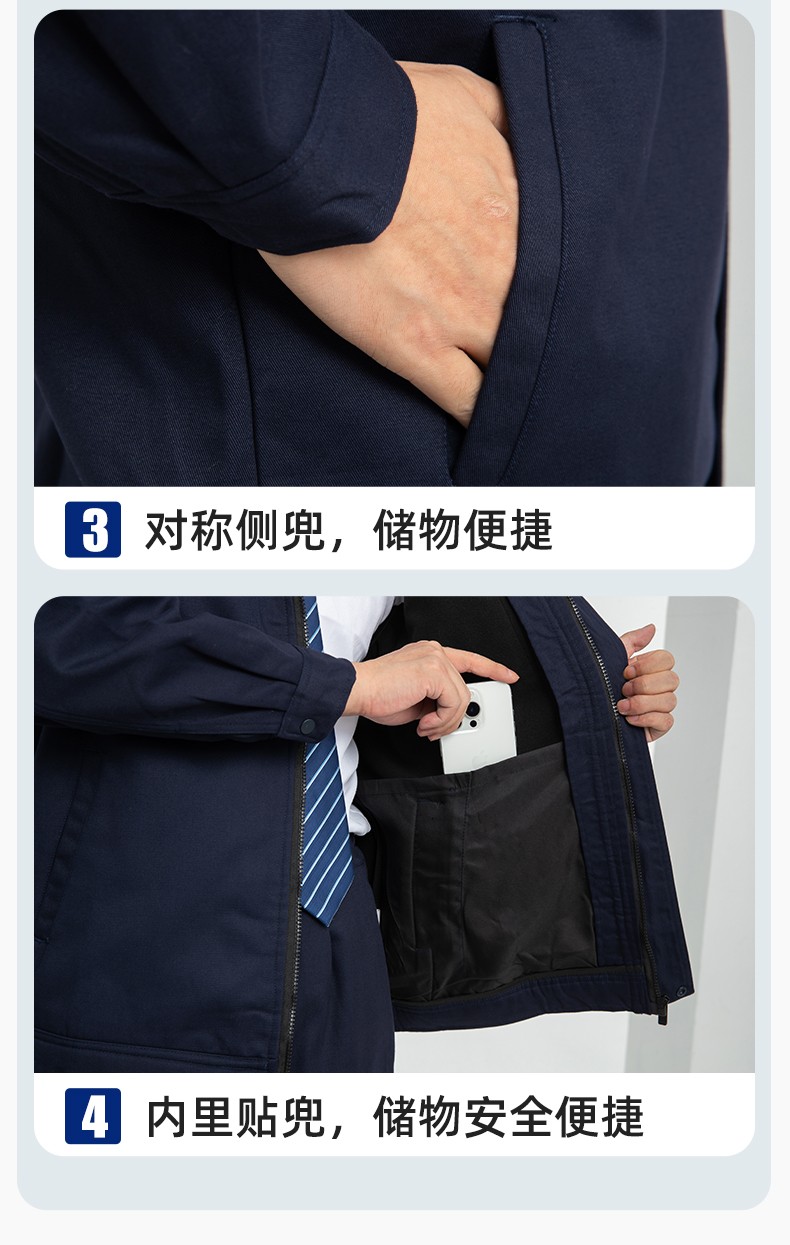 LJ-5835 冬季加绒工作服套装男反光一体式保暖电焊工汽机修劳保服夹克定制(图9)