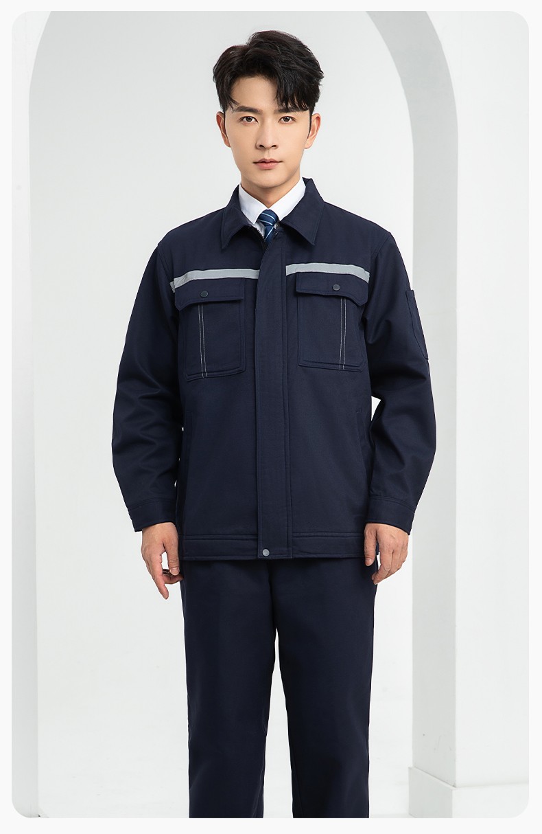 LJ-5835 冬季加绒工作服套装男反光一体式保暖电焊工汽机修劳保服夹克定制(图13)