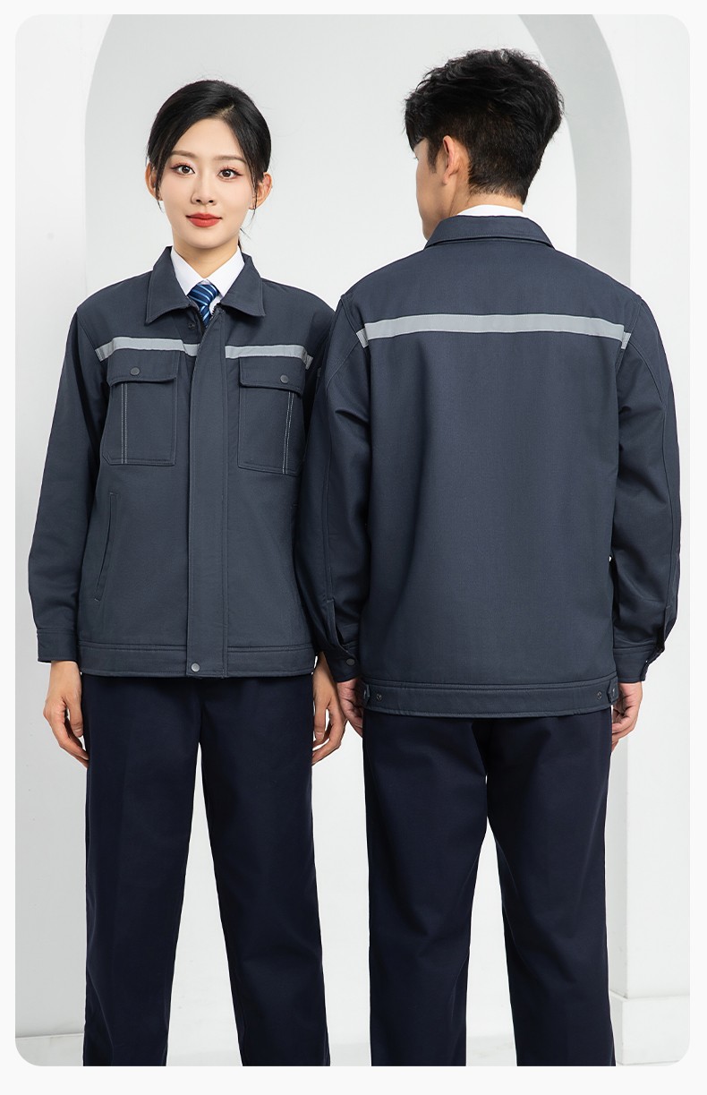 LJ-5835 冬季加绒工作服套装男反光一体式保暖电焊工汽机修劳保服夹克定制(图17)