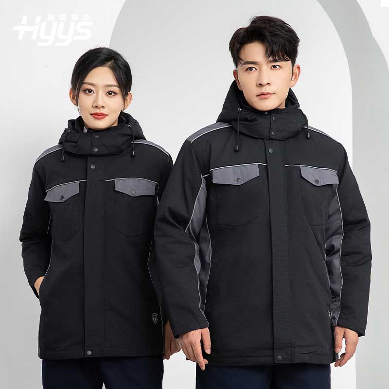 LJ-9803 冬季防撕裂防静电可拆卸棉服保暖锁温防寒服加油站防静电工装定制