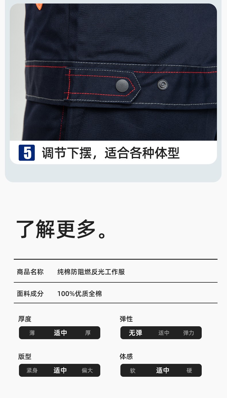 LJ-9601ZR 纯棉春秋阻燃工作服套装耐磨防烫电焊工专用工装定制(图10)