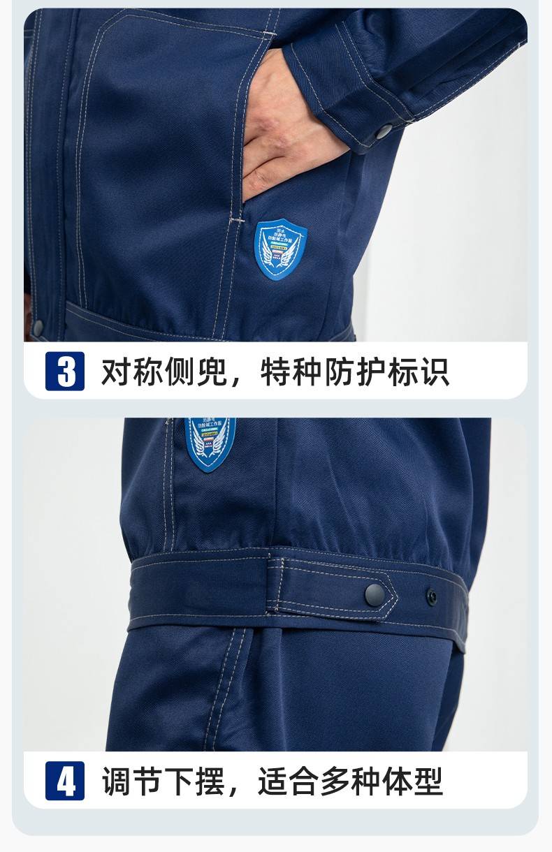 LJ-9701SF 春秋防酸碱防静电劳保工作服套装化工厂加油站工装定制(图9)
