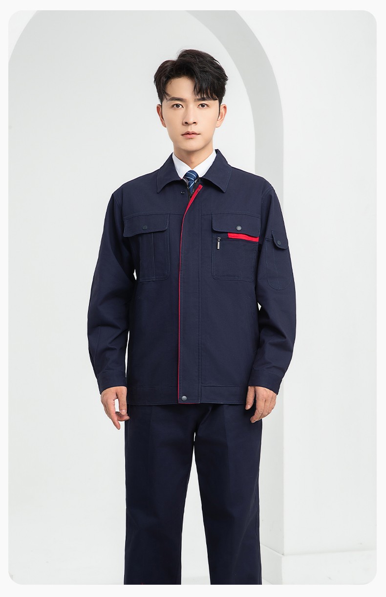 LJ-0536 纯棉磨毛纱卡劳保工作服套装耐磨透气电焊工专用工装定制(图16)