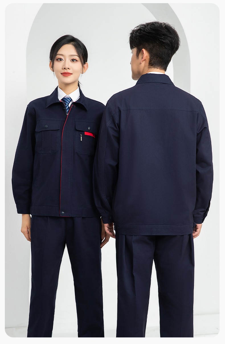 LJ-0536 纯棉磨毛纱卡劳保工作服套装耐磨透气电焊工专用工装定制(图17)