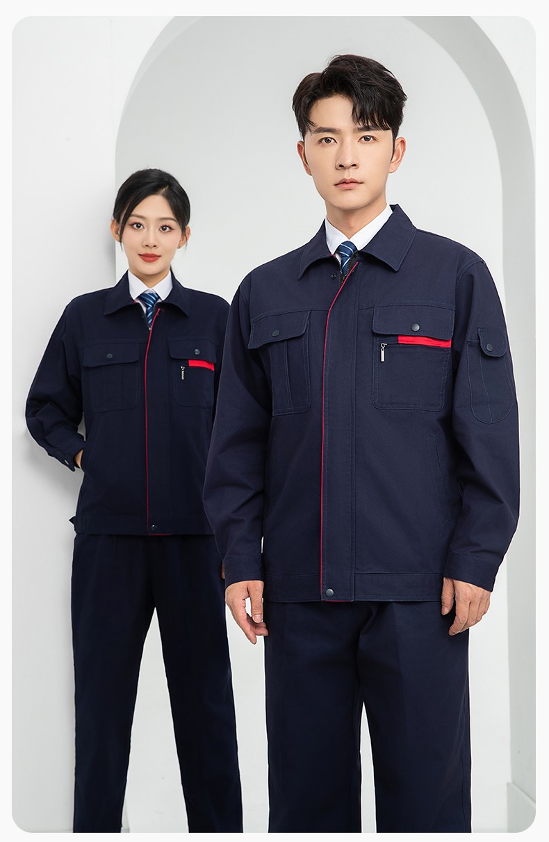 LJ-0536 纯棉磨毛纱卡劳保工作服套装耐磨透气电焊工专用工装定制(图15)