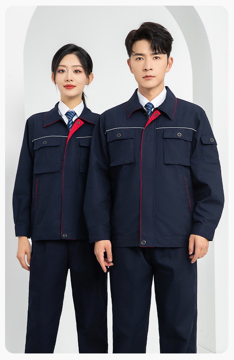 LJ-1806-1 春秋帆布加里子双层劳保工作服套装耐磨透气工地干活工装定制(图13)