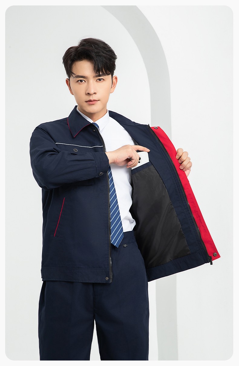 LJ-1806-1 春秋帆布加里子双层劳保工作服套装耐磨透气工地干活工装定制(图14)