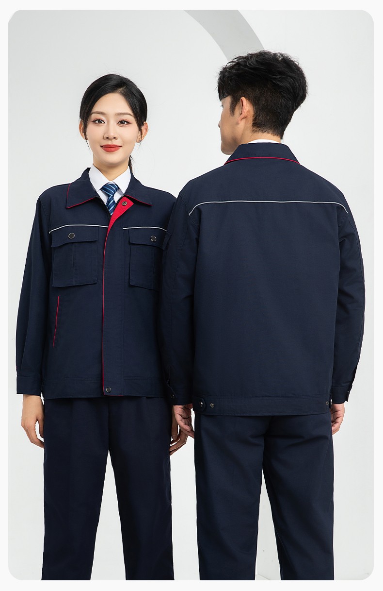 LJ-1806-1 春秋帆布加里子双层劳保工作服套装耐磨透气工地干活工装定制(图15)