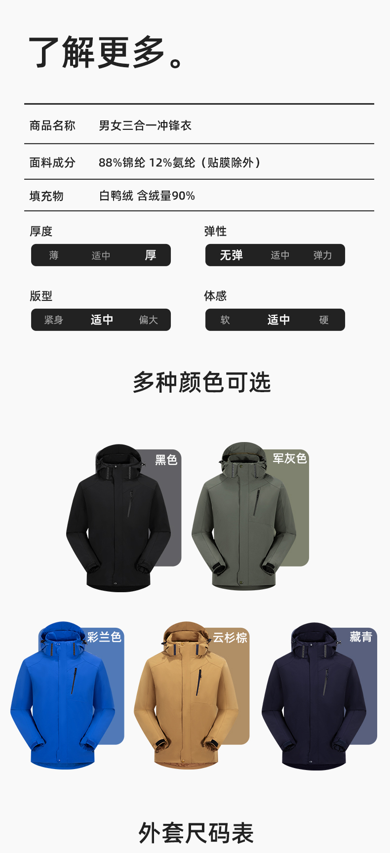 RH-60965 冬季羽绒工作服冲锋衣三合一棉衣男加厚保暖汽车维修厂劳保服定制(图11)