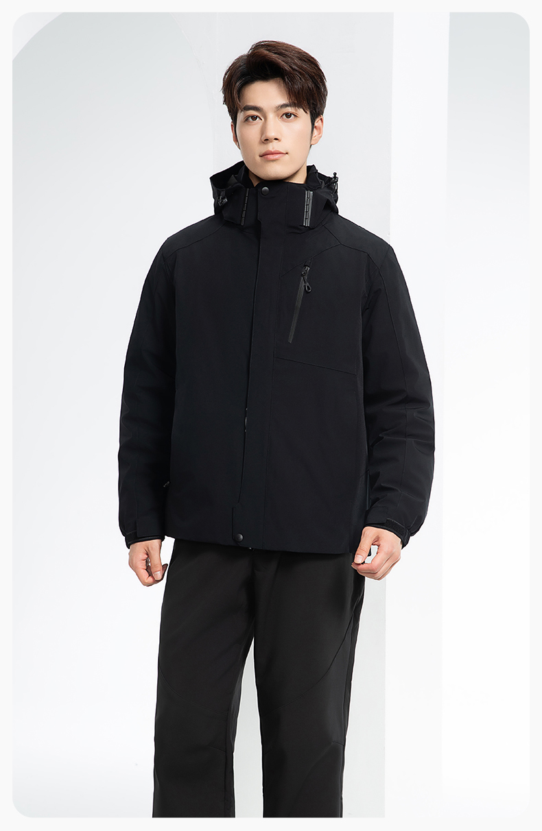 RH-60965 冬季羽绒工作服冲锋衣三合一棉衣男加厚保暖汽车维修厂劳保服定制(图15)