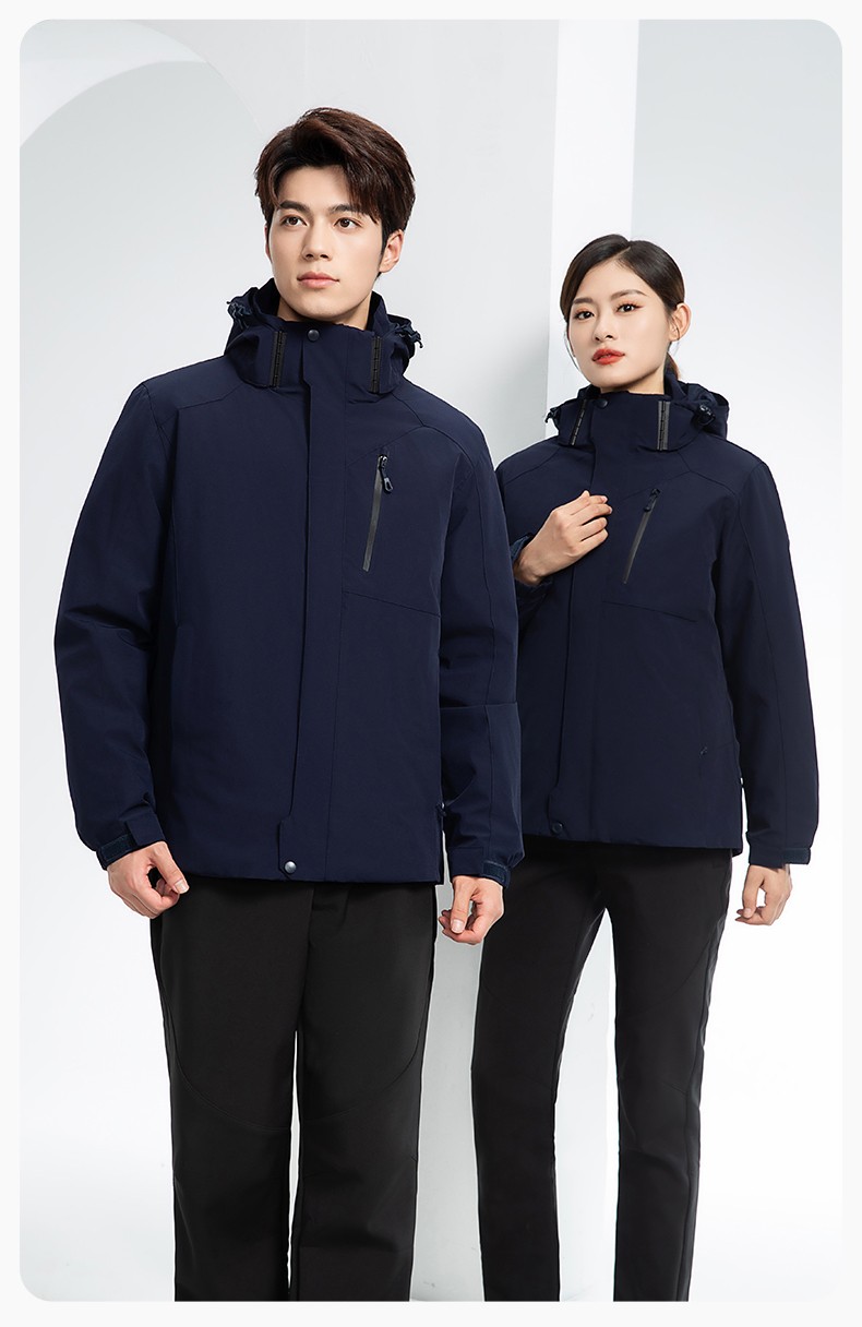 RH-60965 冬季羽绒工作服冲锋衣三合一棉衣男加厚保暖汽车维修厂劳保服定制(图21)