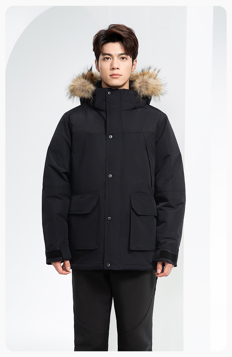 RH-60953 冬季可拆卸羽绒内胆三合一冲锋衣毛领帽子防风防雨登山骑行服定制(图17)