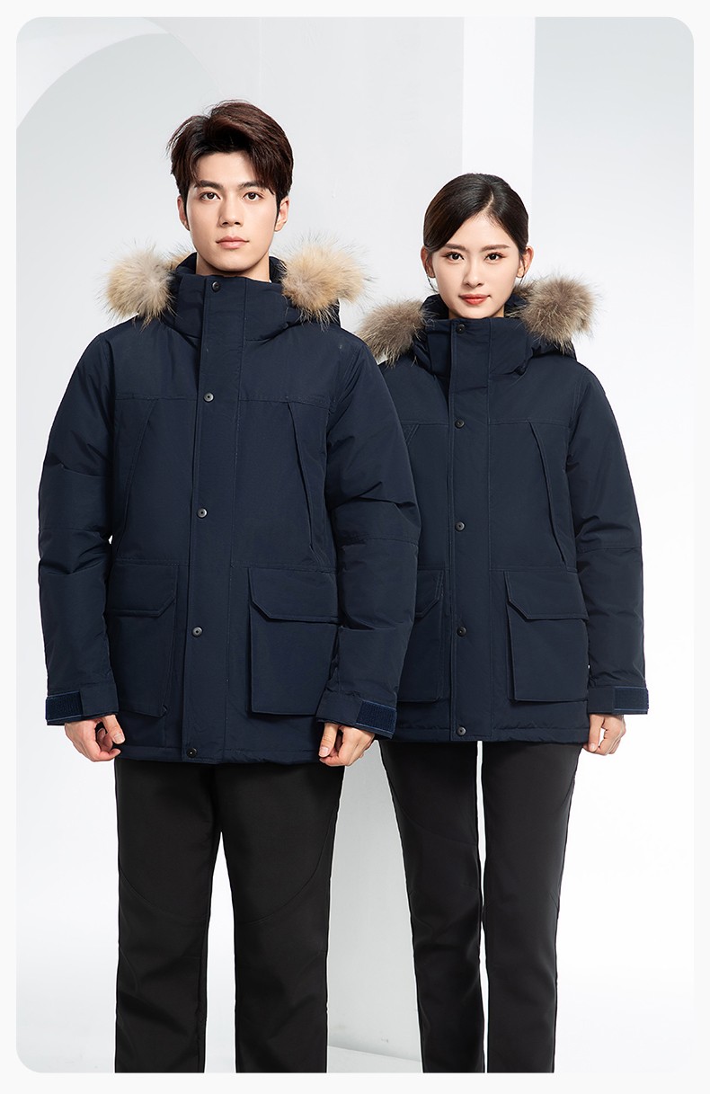 RH-60953 冬季可拆卸羽绒内胆三合一冲锋衣毛领帽子防风防雨登山骑行服定制(图23)