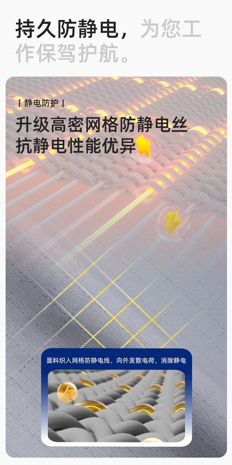 FJD8099 春秋纯棉防静电工作服套装定制电网化工厂汽修车间耐磨反光劳保服(图4)