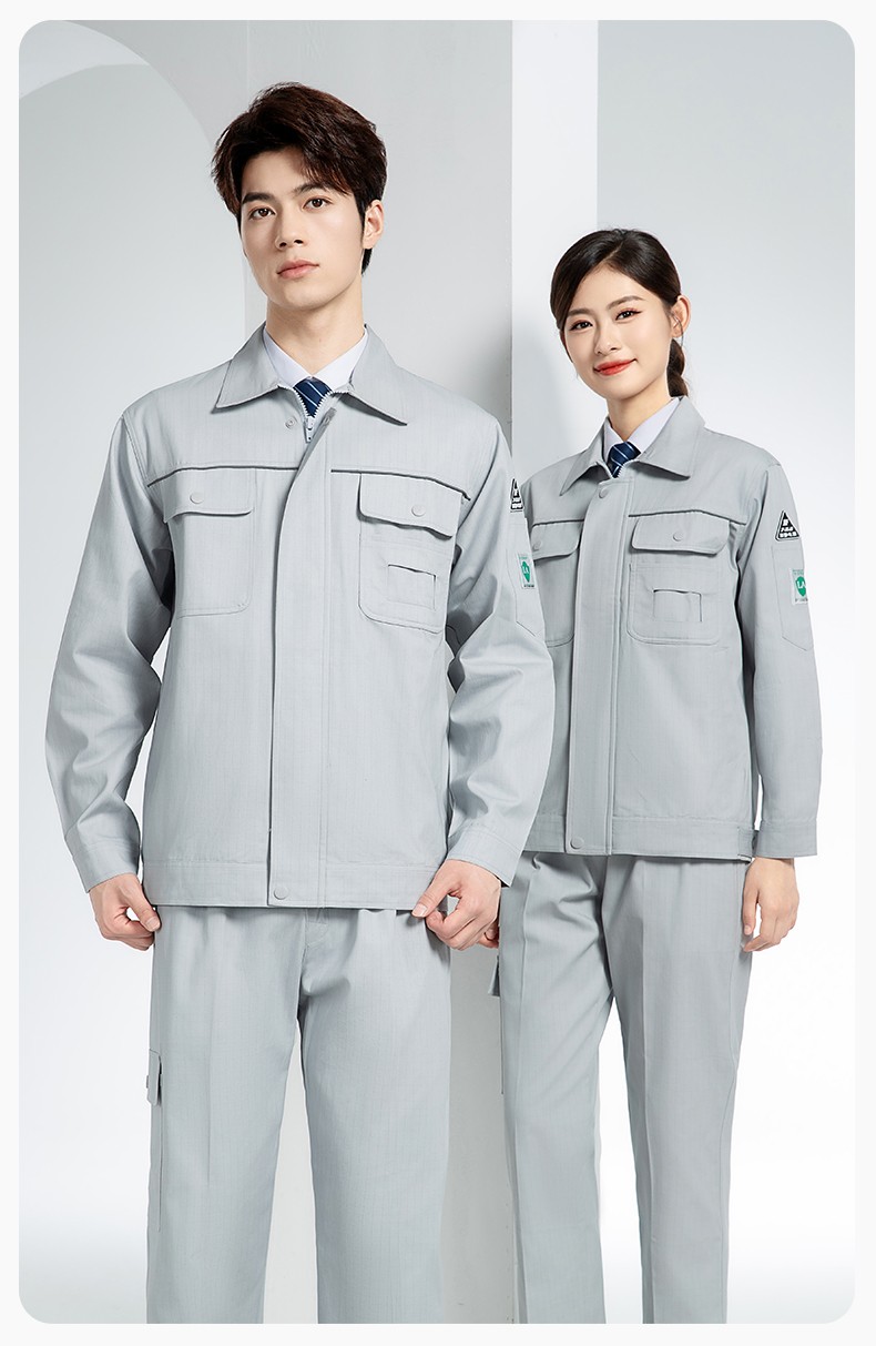 FJD8099 春秋纯棉防静电工作服套装定制电网化工厂汽修车间耐磨反光劳保服(图12)